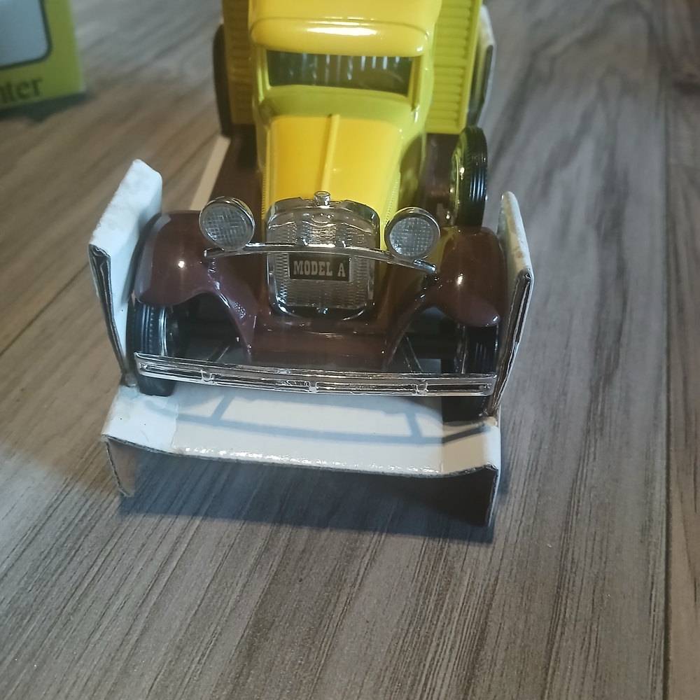 Vintage Model A Toy Truck Coin Bank - Yellow and Brown
